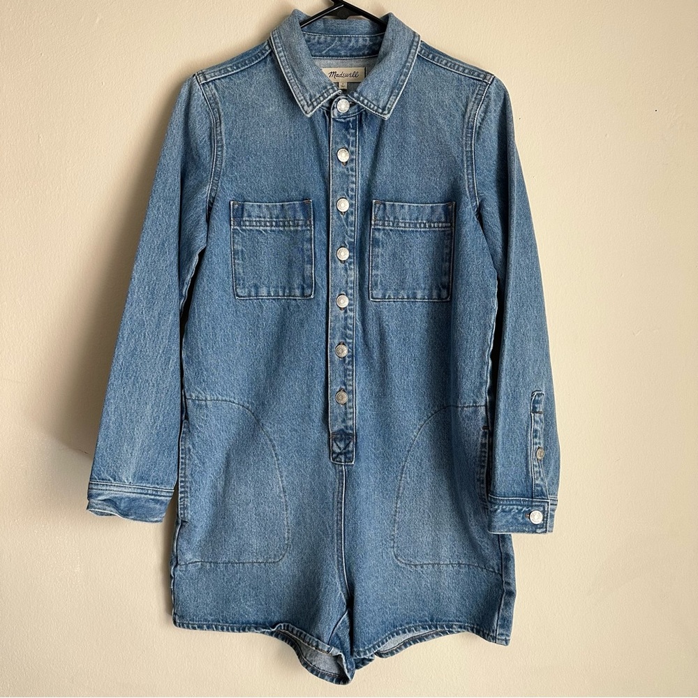 MADEWELL Denim Long-sleeve Romper- Small